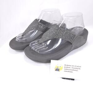 Fit Flop Casual Wedge Thong Sandals Womens Size 7 301-121 Gray